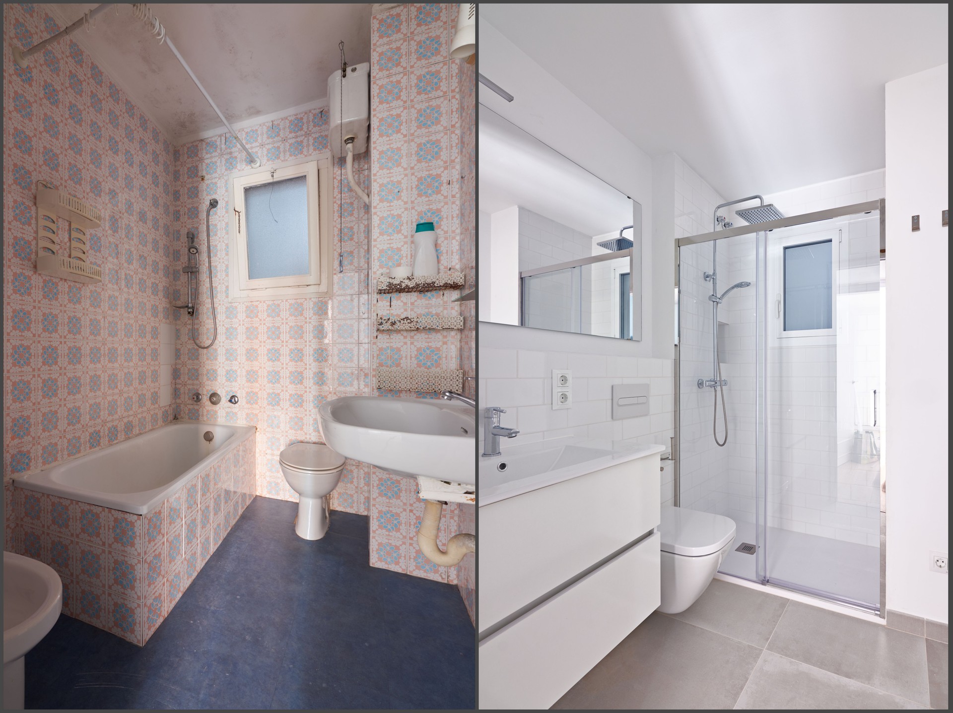 Before and after bathroom renovation